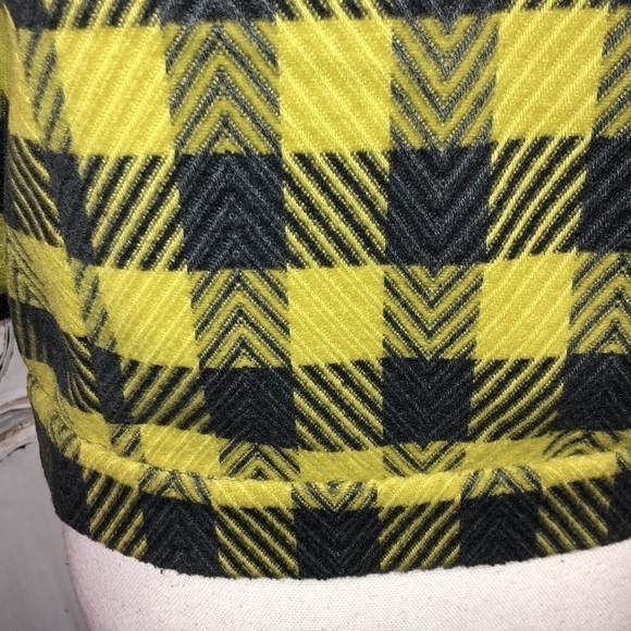 Twenty One Chartreuse and Gray Plaid French Vibes Double Breasted Jacket Size M - Picture 10 of 12